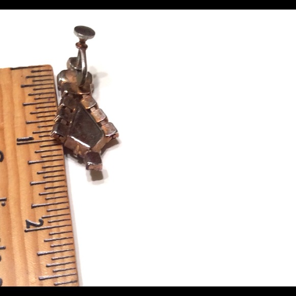 Vintage Topaz Rhinestone Crystal Earrings Screw Bk - Picture 2 of 3